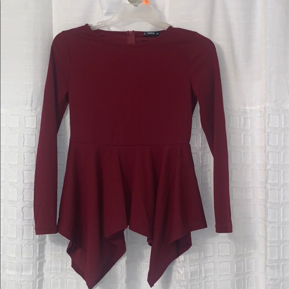 SHEIN burgundy peplum top